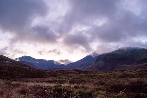 Twilight Mountain Landscape with Clouds Stock Photos