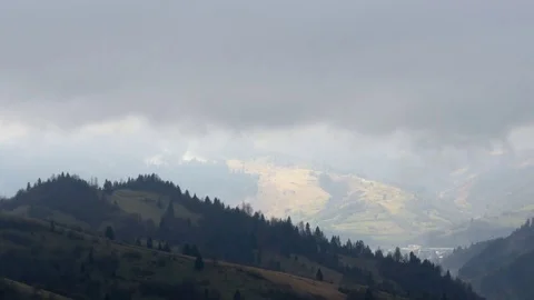 Twilight in the mountains. Horizontal panning. Stock Footage 76444918