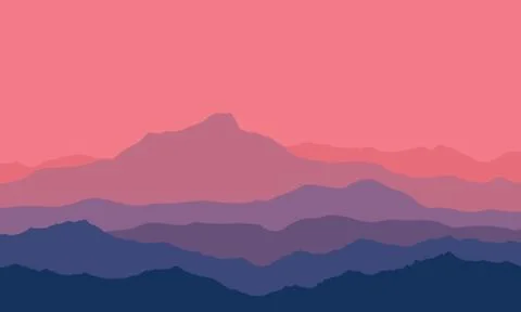 Twilight in the mountains Stock Illustration
