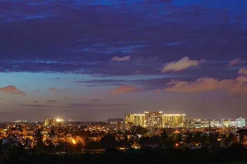 Twilight Night Cityscape Time lapse- Bangalore City 库存影片 91290913