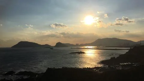 Twilight from oryukdo area in Busan Foto stock