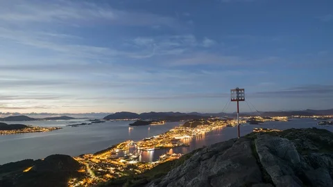 Twilight over Alesund Stock Footage 87959208