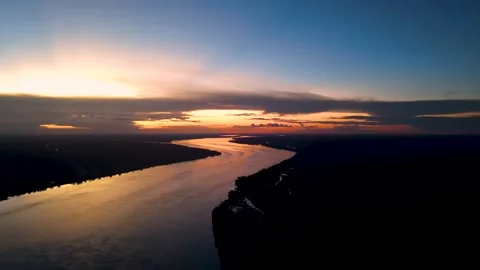 Twilight over the Amazon River Stock Footage 330925722
