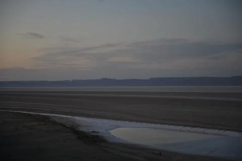 Twilight Over Chott El Jerid Salt Lake Foto stock