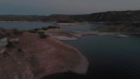 Twilight over a dwindling lake in the semi-desert Zimapan, Tzibanza, Queret.. Stock Footage 304303372