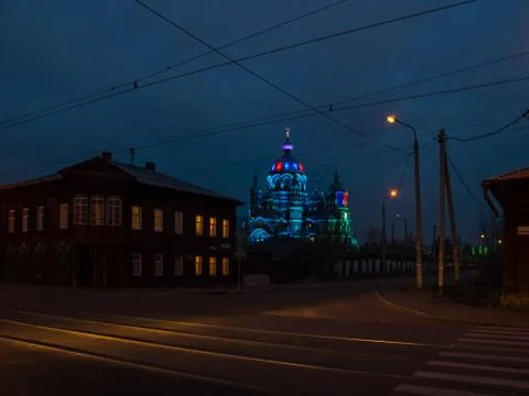 Twilight over Irkutsk. Stock Photos