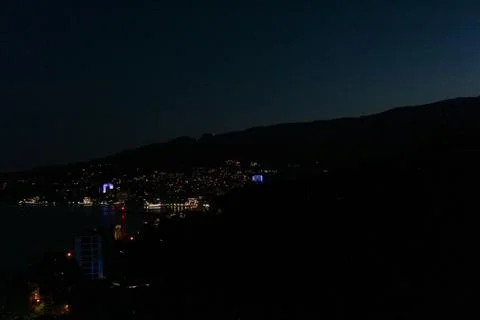Twilight over the mountain. 库存照片