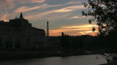 Twilight over the Seine Time Lapse Video stock 20468763
