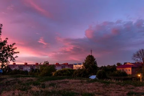 Twilight Over the Town Stock Photos