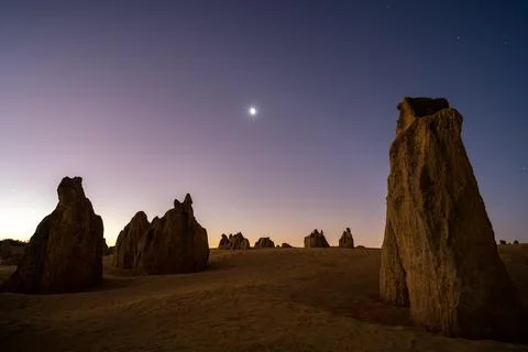 Twilight at The Pinnacles desert Stock Photos