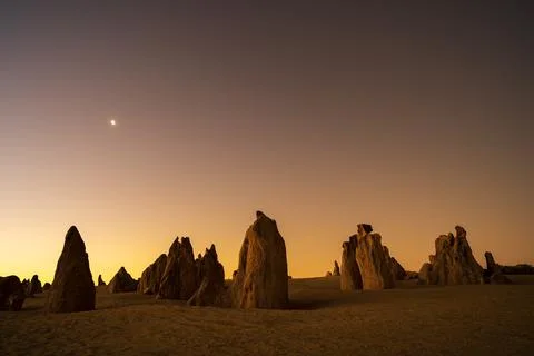 Twilight at The Pinnacles desert Stock Photos
