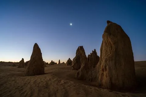 Twilight at The Pinnacles desert Stock Photos
