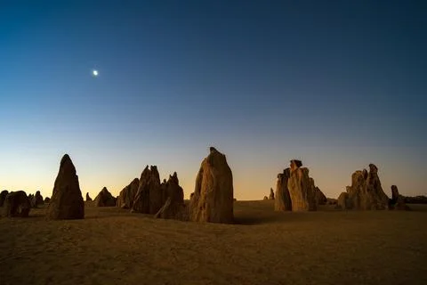 Twilight at The Pinnacles desert Stock Photos