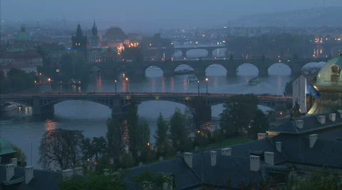 Twilight in Prague Stock Footage 547837
