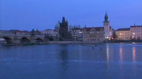 Twilight in Prague Stock Footage 566538