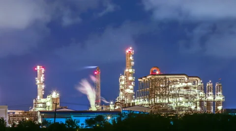 Twilight of Refinery plant , Time lapse Stock-Footage 47672344