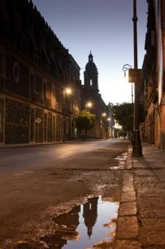 Twilight in reflection before sunrise in Mexico Stock Photos