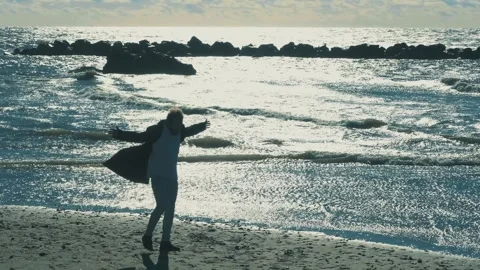 Twilight Release: A Stone's Flight Into the Sunset Sea Stock Footage 270778864