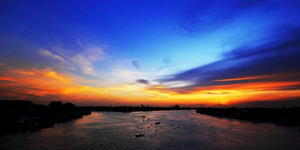 Twilight at the river Foto stock