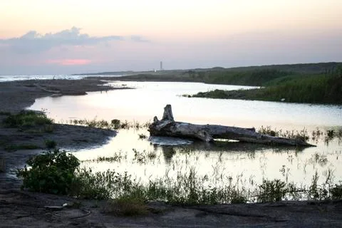 Twilight on a river by the sea (1) Stock Photos