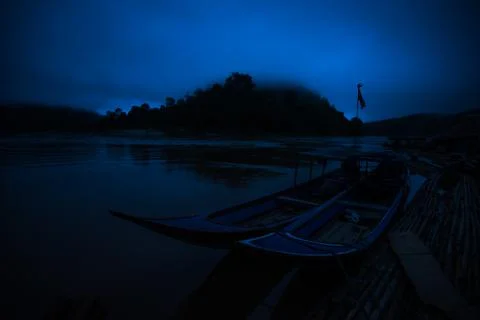 Twilight in the Salween river Stock Photos