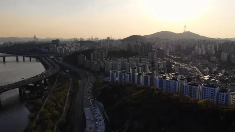 Twilight at Seoul city. Stock Footage 89463299
