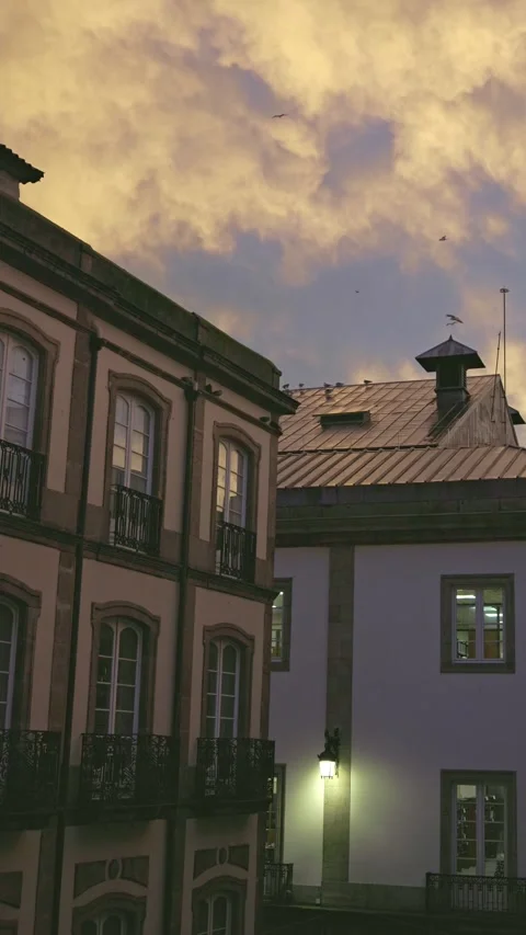 Twilight Serenity: The Old Town's Evening Charm Stock Footage 262458905