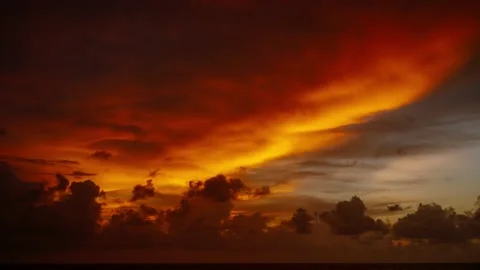 Twilight sky with gloomy clouds moving and rolling. 4k time lapse footage. Stock Footage 205544350
