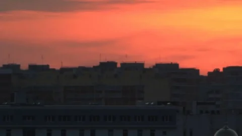 Twilight sky over town Stock Footage 81491255