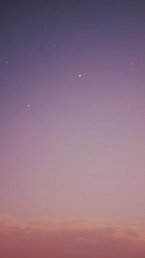 Twilight Sky with Pink Sunset Clouds and Stars Timelapse Stock Footage 341367417