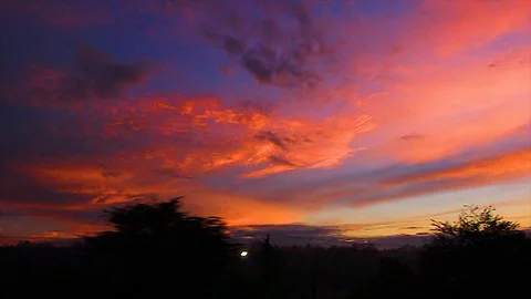 Twilight sky, the view from a moving train Stock Footage 105179068