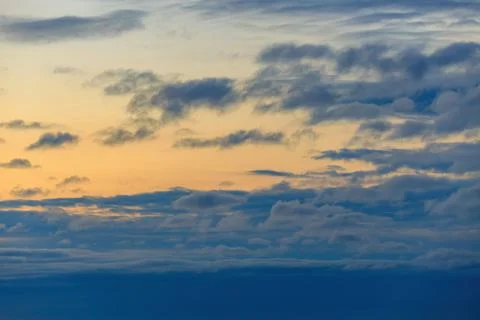 Twilight Sunset Sky Replacement Image with Orange Yellow and Blue Tones Stock Photos
