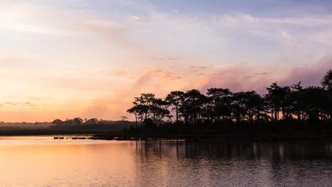 Twilight time with lake Stock Photos