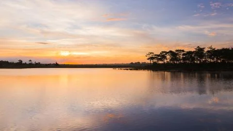 Twilight time with lake Stock Photos