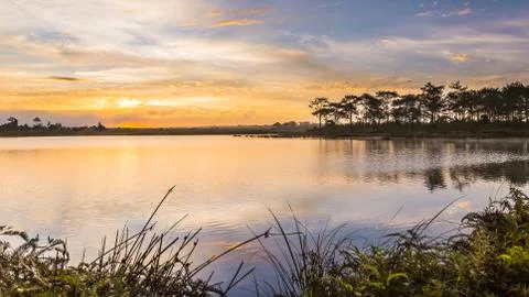 Twilight time with lake Stock Photos