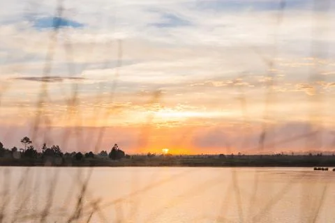 Twilight time with lake Stock Photos