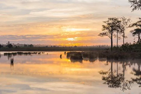 Twilight time with lake Stock Photos
