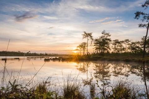 Twilight time with lake Stock Photos