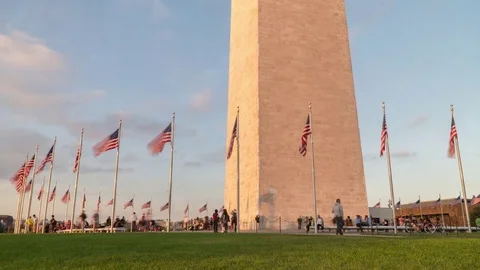 Twilight time-lapse at base of washington monument, washington dc Stock Footage 82831304