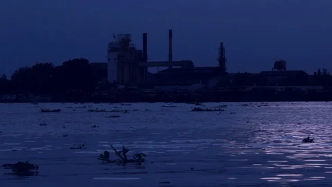 Twilight time at river view at chao praya river, Thailand Stock Footage 116653601
