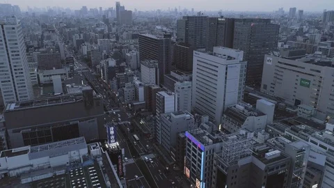 Twilight time of Tokyo buildings Stock Footage