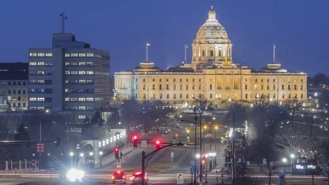 A Twilight Timelapse of the Minnesota State Capitol Stock Footage 105027591
