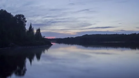 Twilight Timelapse of Reflections in Vern Lake Stock Footage 144399647