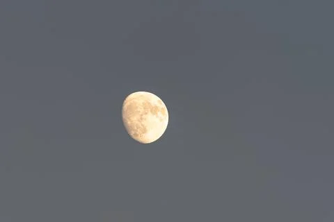 Twilight Tranquility: Waning Moon Leftward Stock Photos