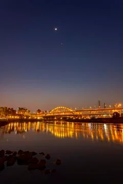 Twilight view of the beautiful First MacArthur Bridge Foto stock