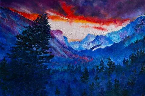 Twilight in yosemite valley Stock Illustration