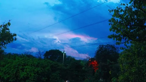 Twilights Wrath: Dramatic Cloudscape Stock Footage 335375227