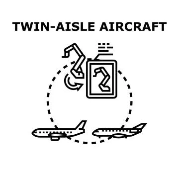 Twin aisle aircraft flight path automation concept Stock Illustration