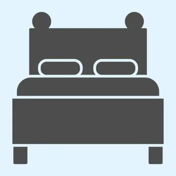 Twin bed solid icon. Double couch for sleeping, with two pillows. Horeca vector Ilustración de archivo