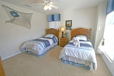 Twin bedroom Stock Photos
